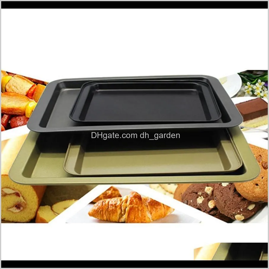 24*18*2cm gold black food grade stainless steel baking dishes diy baking tools rectangular non-stick bread cake baking tray dh0642-2