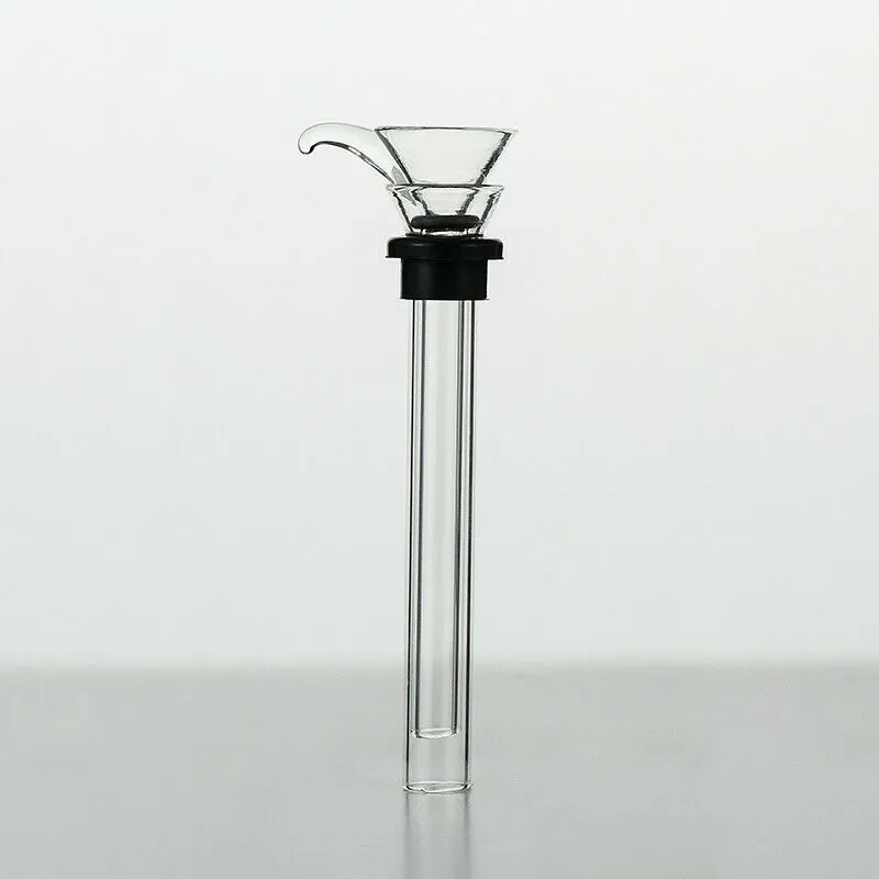 Glas-Downstem, 12 mm männlicher Schaft, diffuser Schiebeadapter, Trichter-Stil mit schwarzem Gummirohr, Raucherzubehör