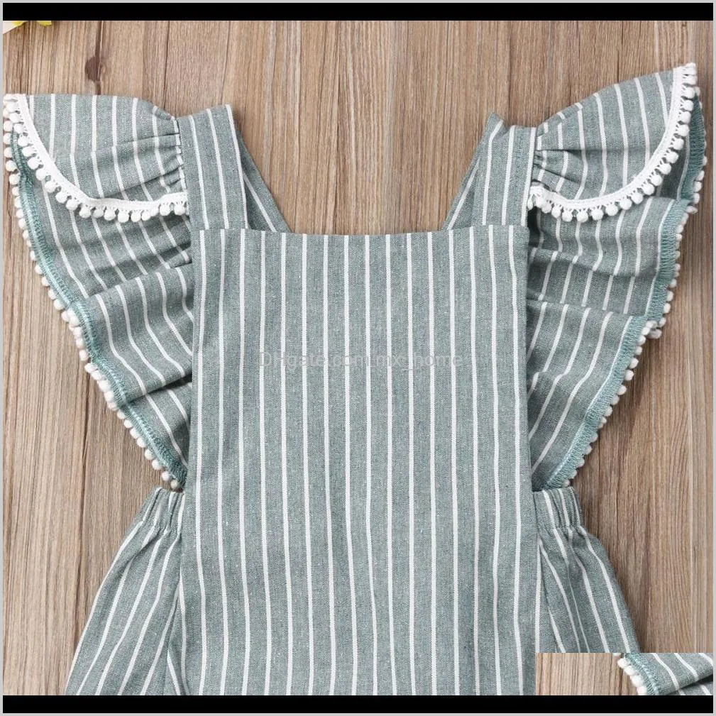 newborn kids baby girl clothes sleeveless stripe romper jumpsuit outfit 0-24m