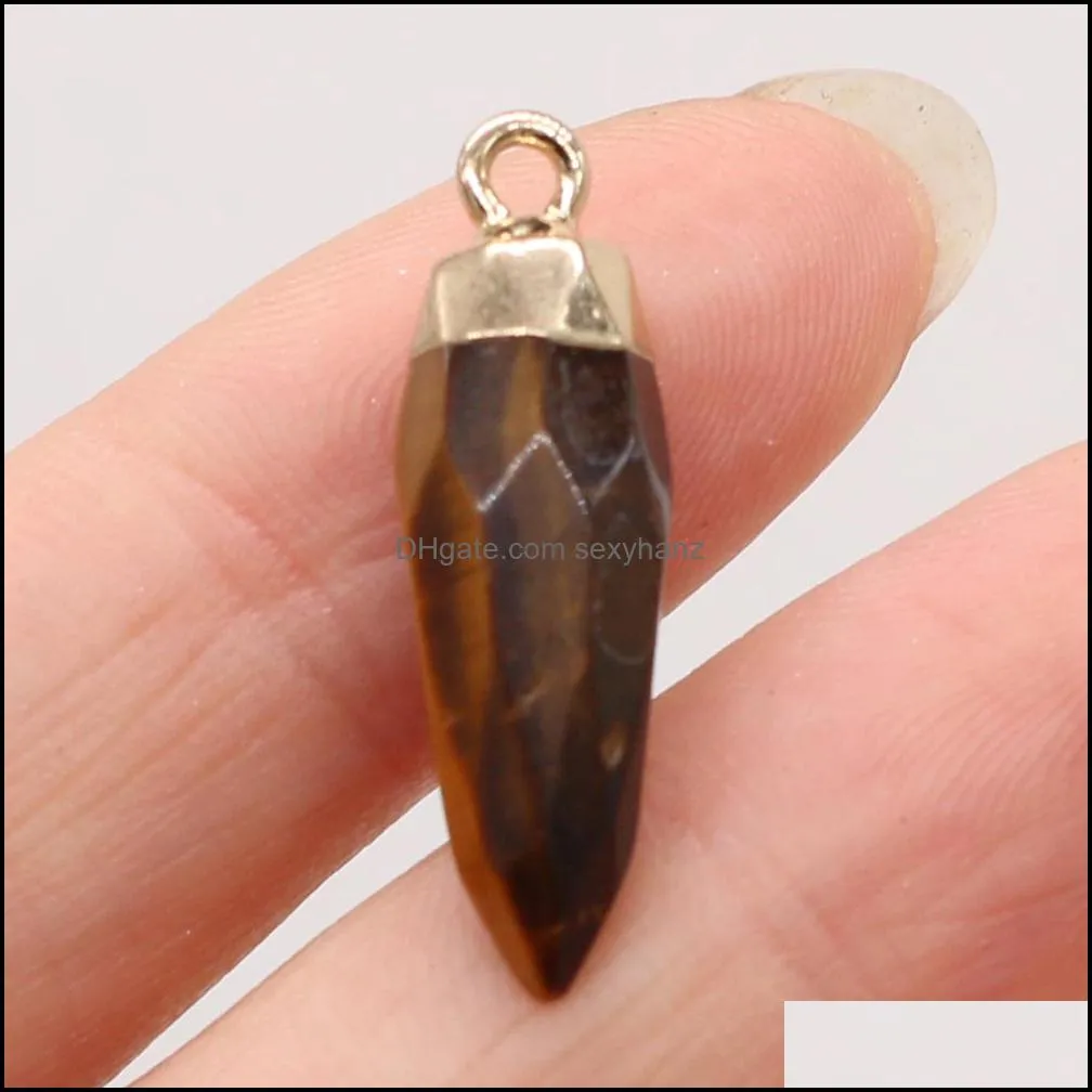 pendulum Chakra stone Pendant healing Crystal Reiki Charms for Necklace jewelry making Amethyst Rose Quartz Bead Point ACC