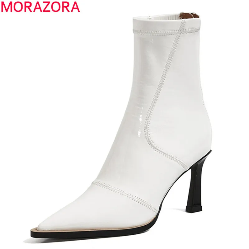 MORAZORA arrivée mode femmes marque bottes haute qualité automne hiver chaussures de fête sexy talons hauts bottines 210506