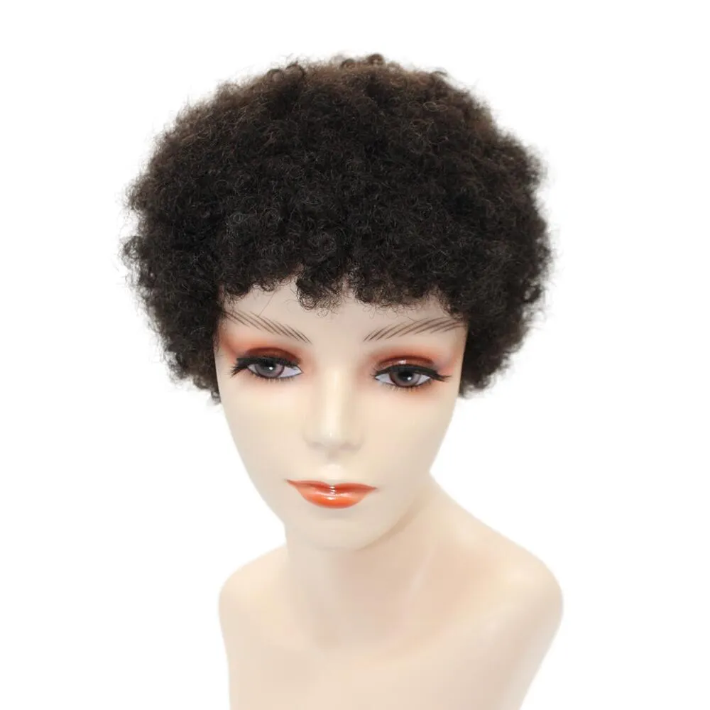 Rihanna Pixie Cut Mchine Wig Natural Color Peruvian Human