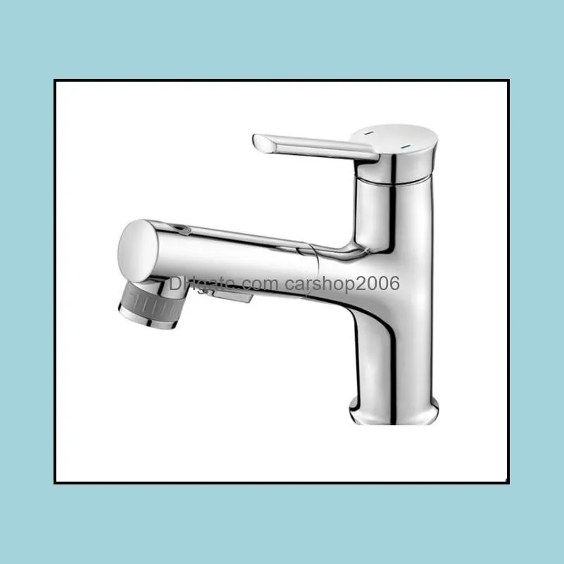 Bathroom Sink Faucets Pull Out Basin Faucet Rinser Sprayer Gargle Brushing 3 Mode Mixer Tap Cold & Faucet1