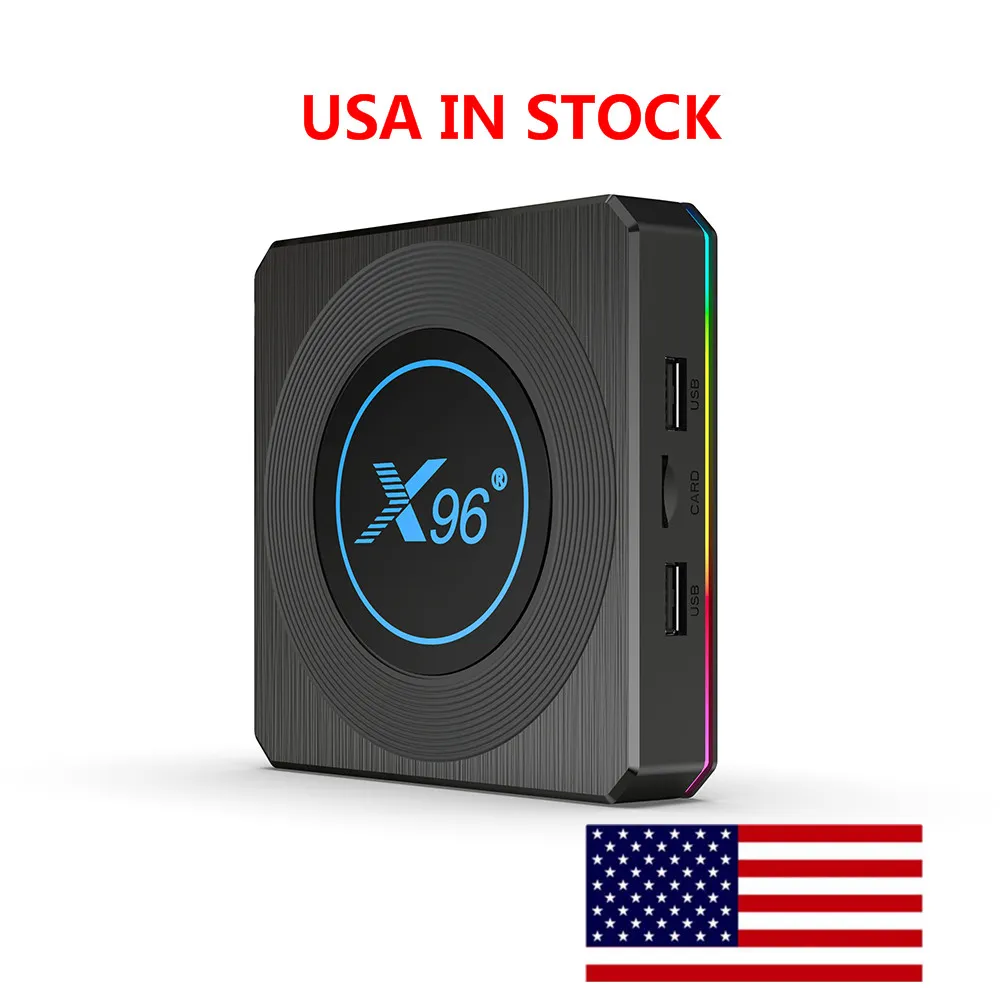 Wysyłka z USA x96 x4 TV Box Android 11 Smart Amlogic S905x4 4GB 32GB Quad Core 2,4G/5G WiFi BT4.1 8K Media Player RGB Light