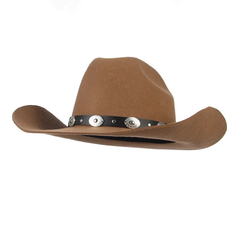 10 StylesFedora Hat Hombres Mujeres Leopard Belt Buckle Sombreros de fieltro de lana Western Cowboy Fashion Black Jazz Hat Chapeau Sombrero Mujer 220217