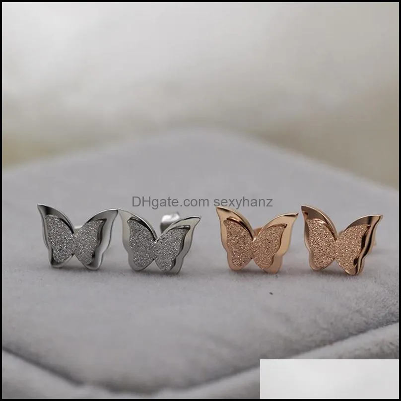 Cheap price 316L Stainless Steel Butterfly Stud Earrings for women Couples fine jewlery wholesale