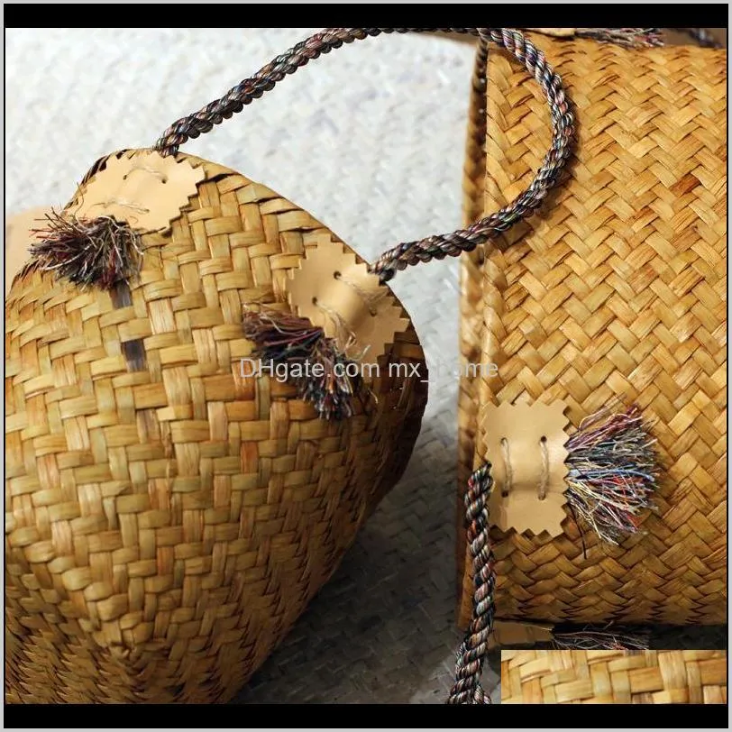 2-piece handmade straw woven flower basket rattan daily use set two storage baskets sundries