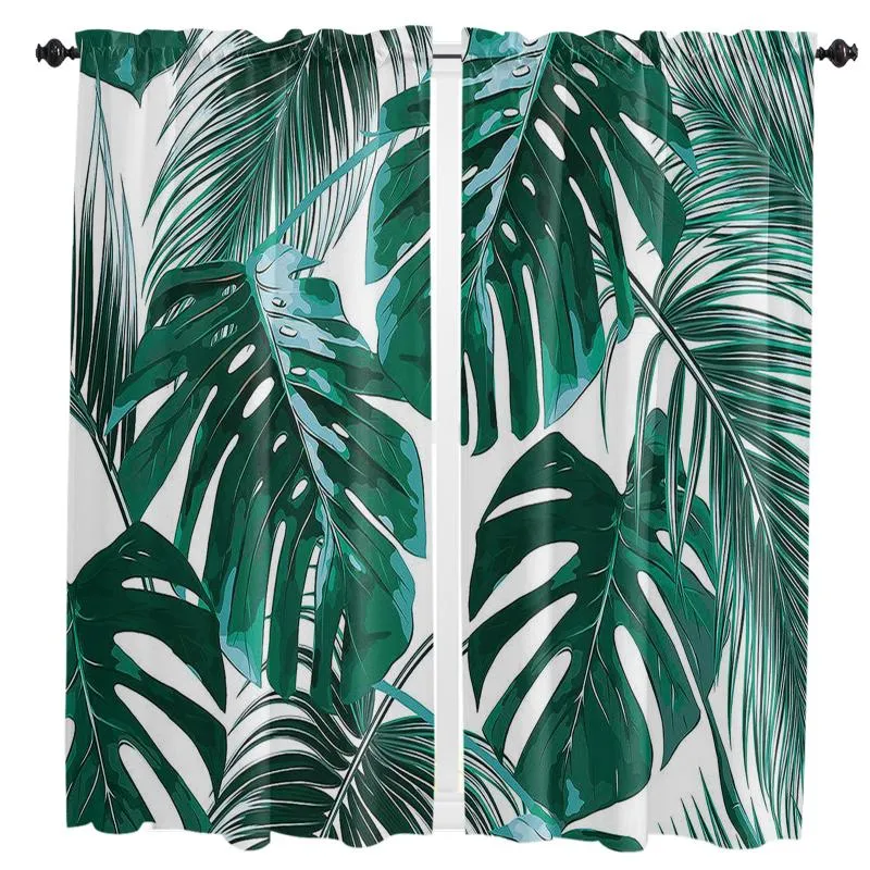 Gardin draperier grön tropisk djungel växt palmblad för vardagsrum barn sovrum kök fönster gardiner hem väsentligheter