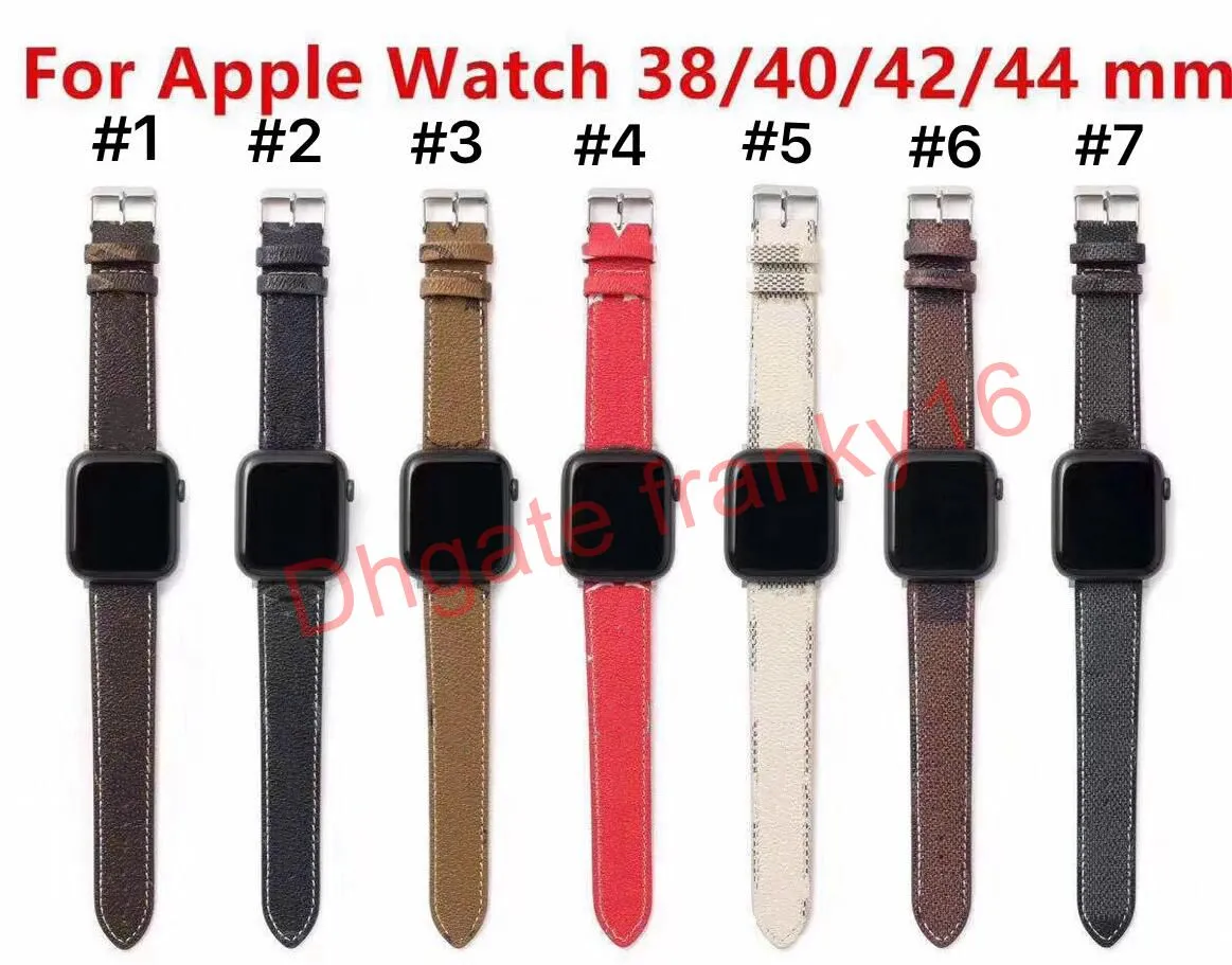 Bracelets de montre à motif en V de créateur pour Apple 1 2 3 4 5 Bracelet iWatch en cuir Bande de sangles 38mm / 40mm / 42mm / 44mm