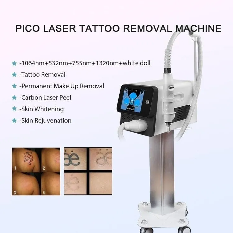2021 Portable Q Switched Nd Yag Laser Picosecond Tattoo Freckle Removal Machine för hudföryngring med fabrikspris