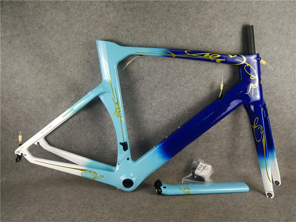 メーカー正規品 コンセプトフレーム新しいカラースカイブルーカーボンロードバイクフレームカーボン自転車フレームセット ハンドルバー サドル ボトルケージc64 V3rs 当店オーダー品 Parkdance Co Uk