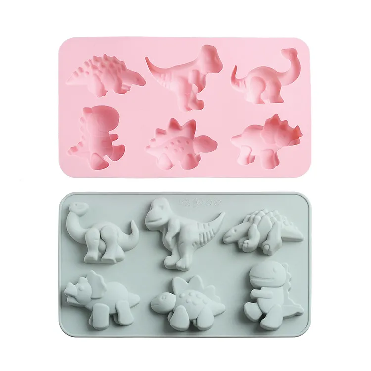 Kinder Cartoon Dinosaurier Werkzeuge Nahrungsergänzungsmittel Form 6 Gitter verschiedene Formen Kuchen Silikon DIY handgemachte Seife