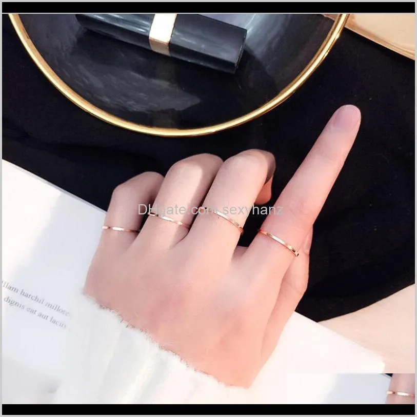 simple 1mm fine tail ring smooth titanium steel lady`s ring metal alloy adjustable lady rings gold silver black rose gold jewelry size