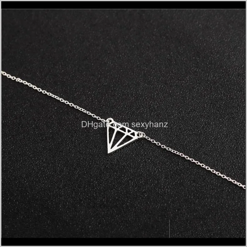 5pcs cut open flat line subulate triangles diamond bracelet minimalist simple geometric polygon hexagon layering rhombus cone