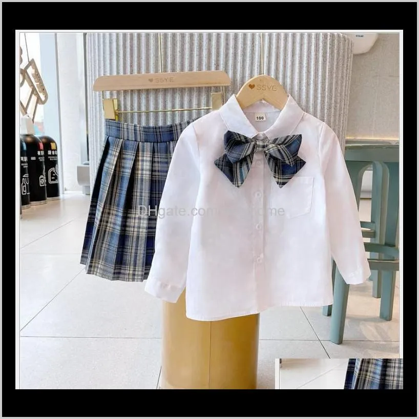 2021 new spring autumn girls suit clothing sets coats+shirts+bowtie+skirts 4pcs set cute children outfits baby girl clothes