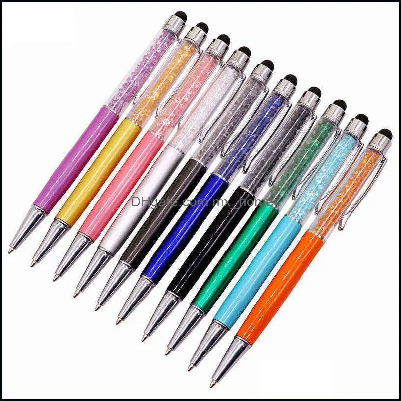 20 Pcs Crystal pen Metal ballpoint Gift Pen Capacitor Student stationery office writing promotion 220110