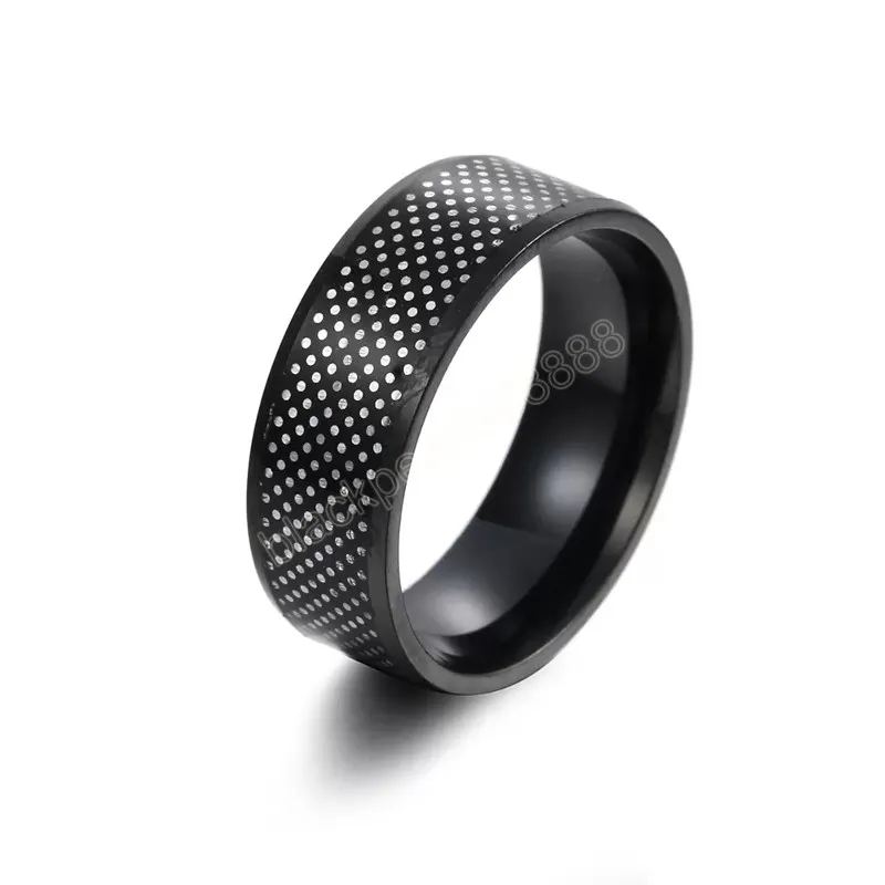 Edelstahl glänzende weiße Punktringbänder Kontrastfarbe schwarze Ringe für Damen Herren Modeschmuck