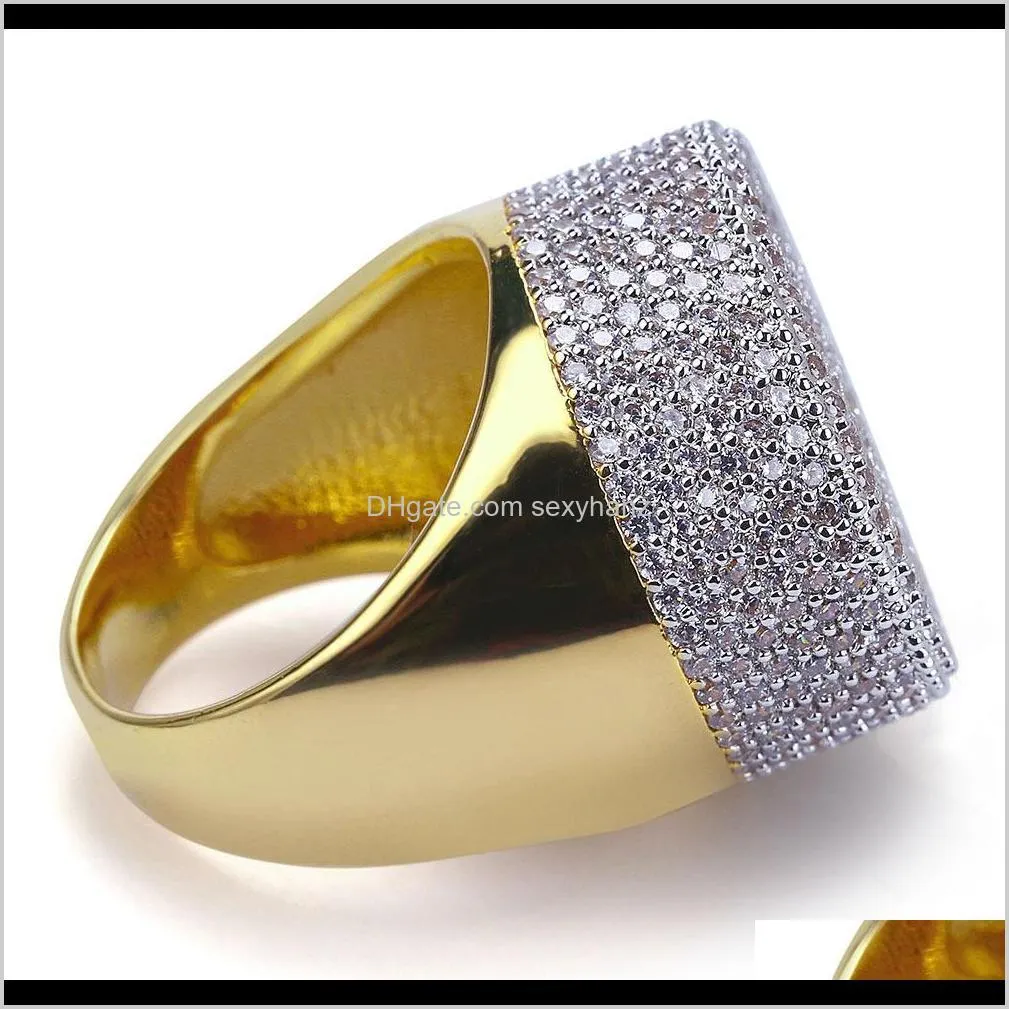 hip hop big head ring high grade luxury zircon gold plated ring for man iced out copper ring