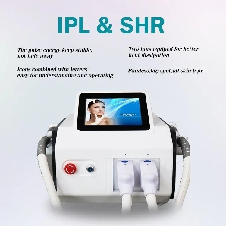 Double Handle IPL Photo Facial Hair Removal Apparaat voor Beauty Spa Gebruik draagbare ontharing machine