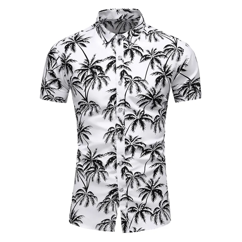 Lato Koszulka z krótkim rękawem Mężczyzna Casual Flower Beach Hawaiian Shirts Slim Fit Floral Men Plus Size 5xl 6XL 7XL 210626