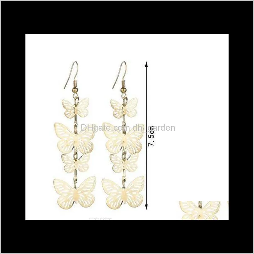 Butterfly Tassel Earrings Dangle Earrings Metal Gold Silver Plated Lovely Butterfly Chandelier Earrings