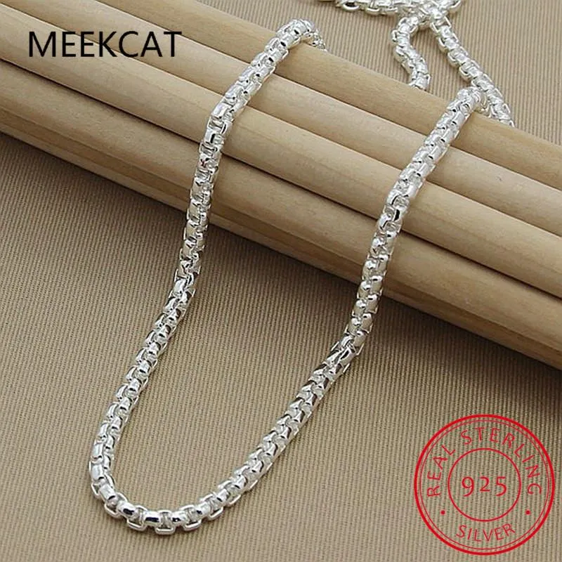 Sterling zilver 5mm ronde doos ketting 18/20/24 inch ketting voor vrouw mannen mode bruiloft verlovings charme sieraden kettingen