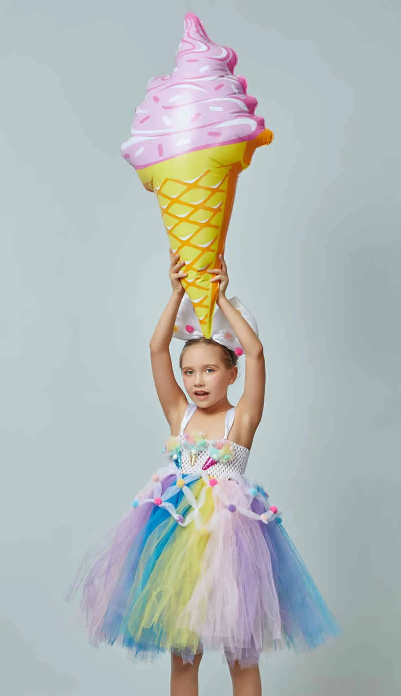 Candy Girls Kids Ice Cream Tutu Dress with Bows Children Birthday Cake Smash Photo Food Costume Girls Dance Pageant Gown Dress (1)