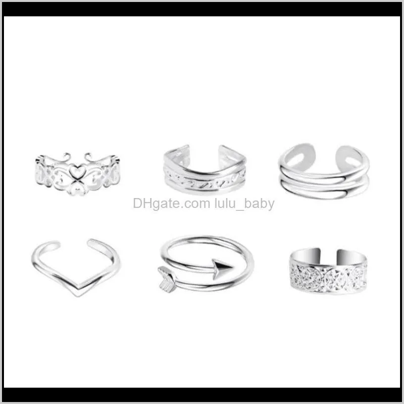 korean new foot ring girl`s foot personality mixed simple ring women`s open foot jewelry