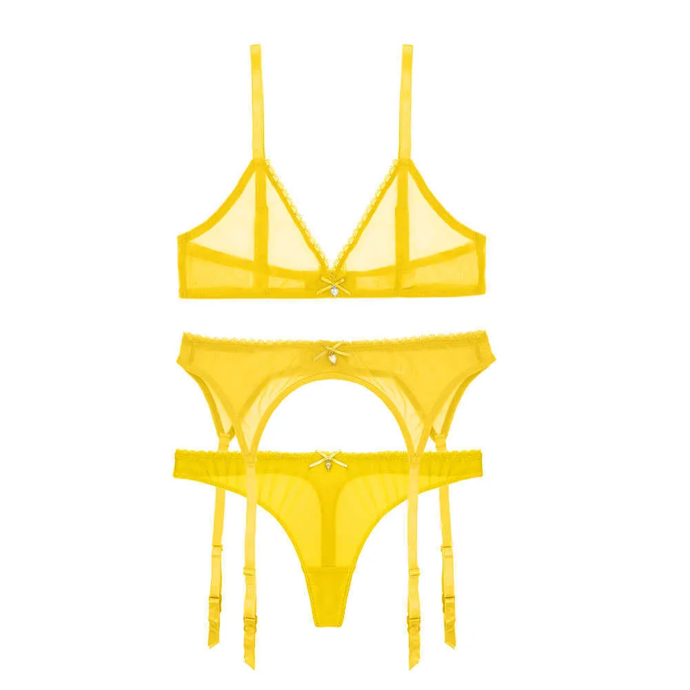Varsbaby Lemon Yellow Summer Three Piece Set Sexy Transparent Wire Free  Seamless Yellow Bra And 3/4 Cup Yellow Bra Q0705 From Sihuai03, $11.97