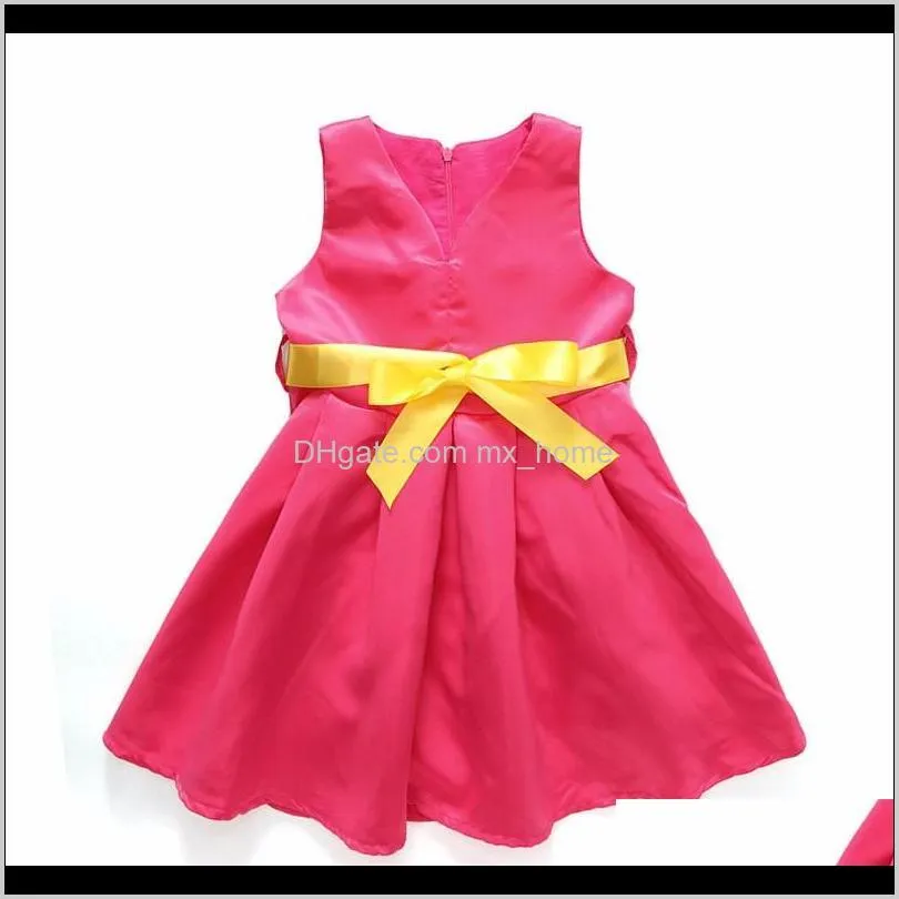baby girls dress summer new cotton rose red sweet formal kids clothing cute bow belt baby girls party princess dress