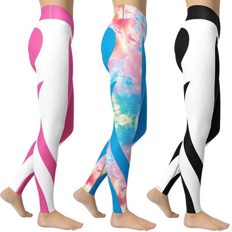 Seria drukowania w kształcie serca Seria damskie spodnie jogi tekstura rozciągliwe sportowe spodnie fitness Ćwiczenie przysiad mujer s ~ xxl h1221