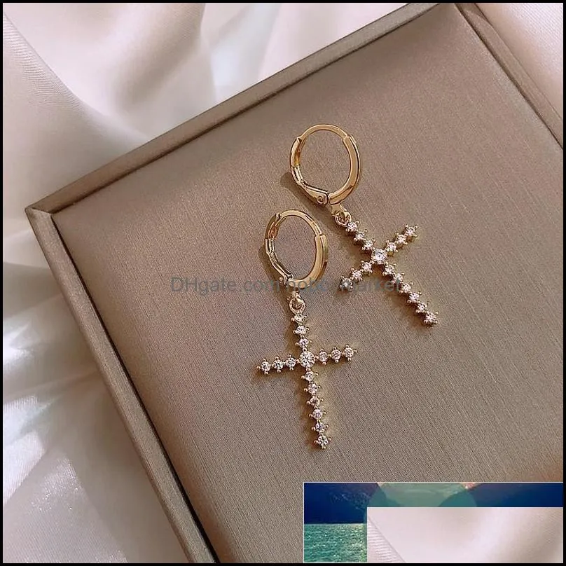 Luxury Zircon Cross Dangle Earrings Elegant Classic Ctrystal Style Cross Drop Earrings For Women Girls Fashion Jewelry Gifts Factory price expert design