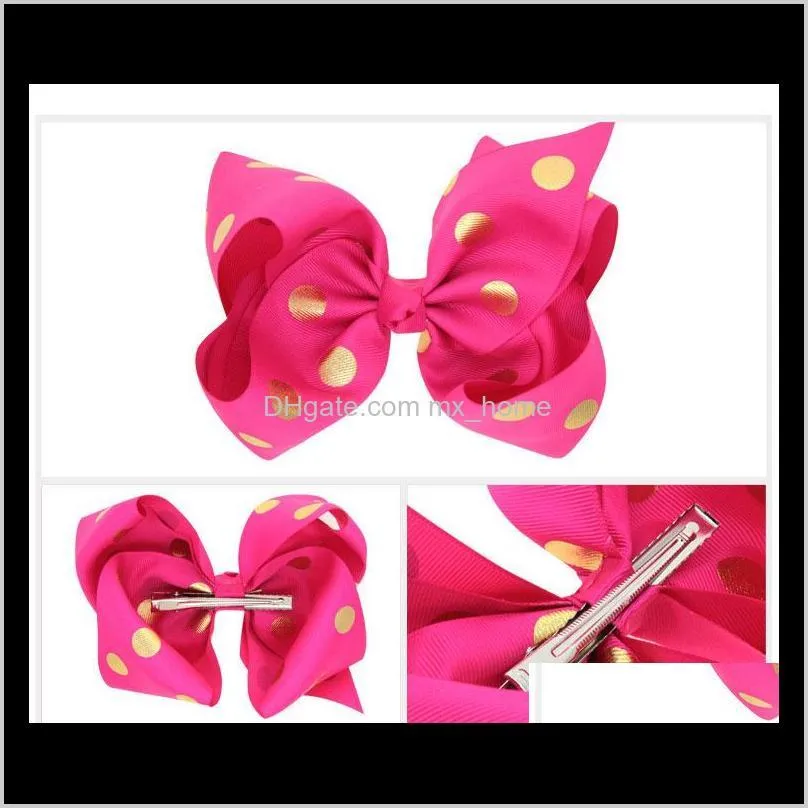 18cm baby girls big bow hair clips dot bows kids dot grosgrain bowknot hairbands children accessories shipping