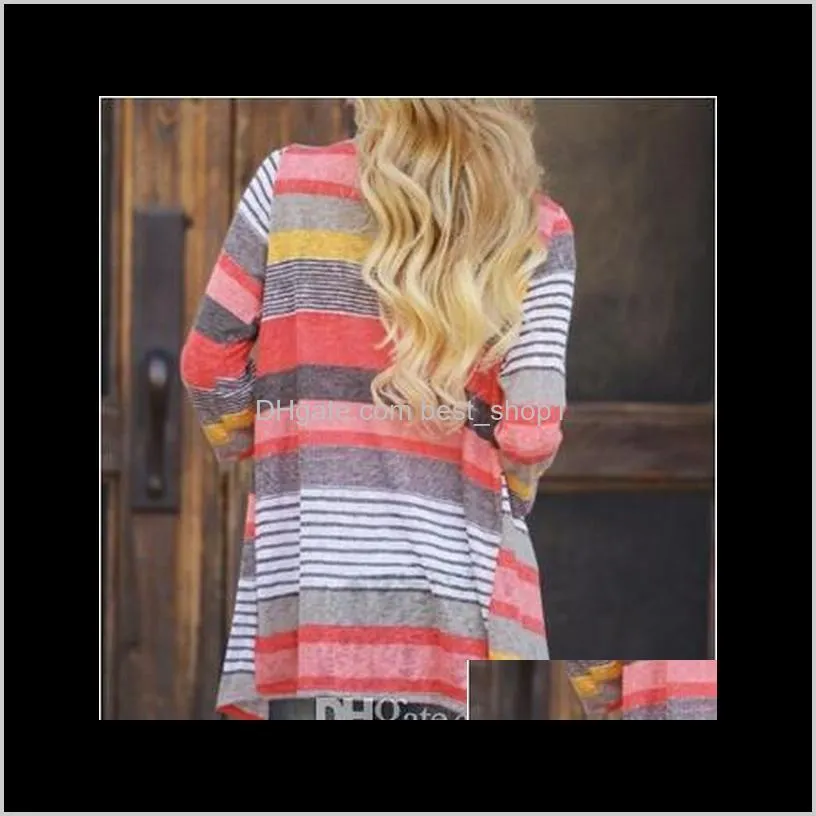 striped cardigans fashion outwear knitted jacket vintage coat irregular tops loose sweater casual blouse pullover thicken jumper b2278