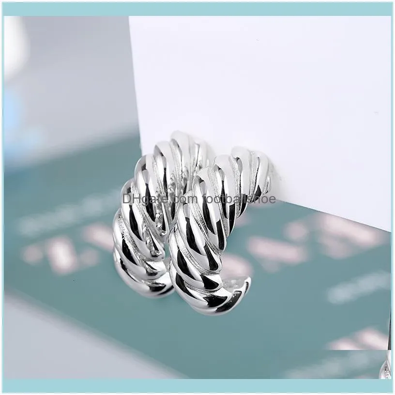 HEART shaped 925 pure female silver ridge simple and fashionable twist Earrings