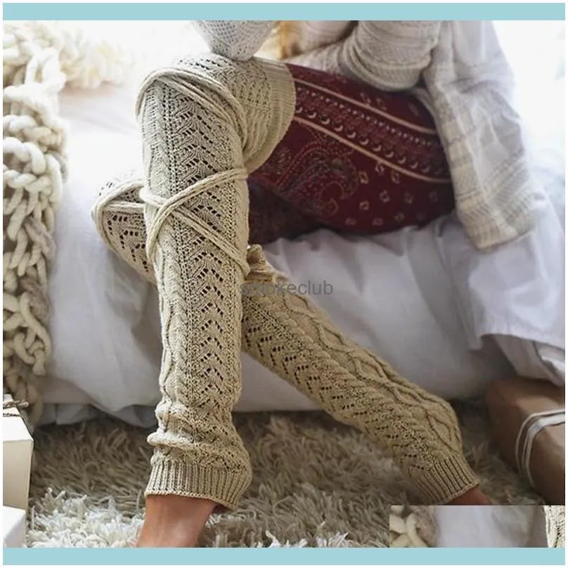 Girls Ladies Long Stockings Knitted Socks Warm Thigh High Fashion Sports Dance Knee Warmers Drop