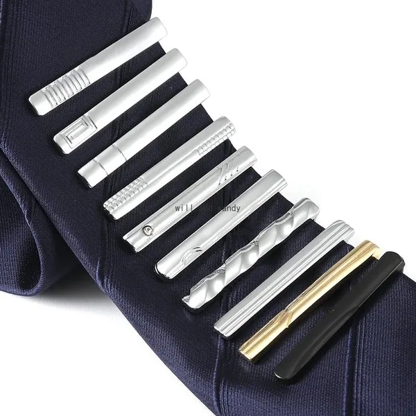 Stripe Tie Clips for Men Bow Set Shirt Business Suit Formal Neck Links Tie Clip Bar Fashion Jewelry Will and Sandy