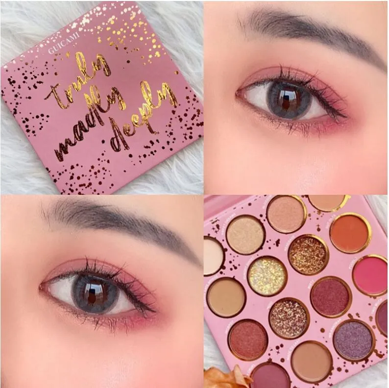 Paleta Peach Pink cień do powiek, Guicami Professional Matte Shimmer Metallic 16 Shades, Oczy Shadows Makeup Palet, High Pigmented Waterproof Mały i uroczy makijaż