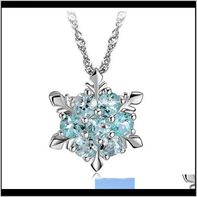 droppshiping fashion women crystal zircon snowflake pendant necklace jewelry christmas new year gifts bfj55