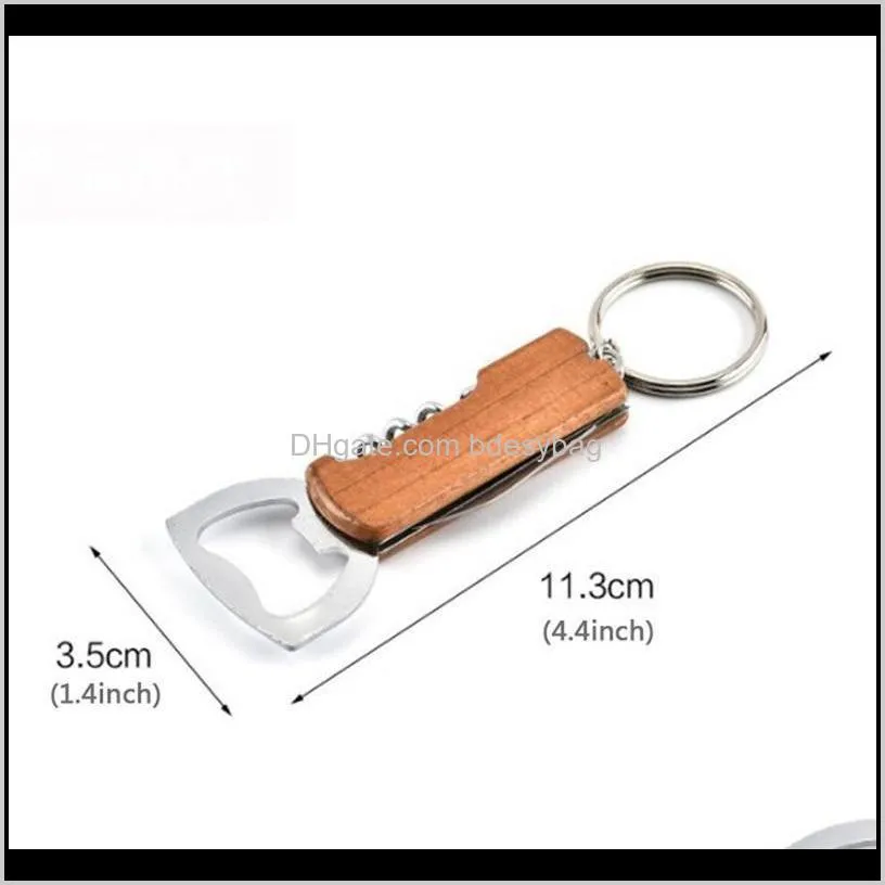 openers wooden handle bottle opener keychain knife pulltap double hinged corkscrew stainless steel key ring openers