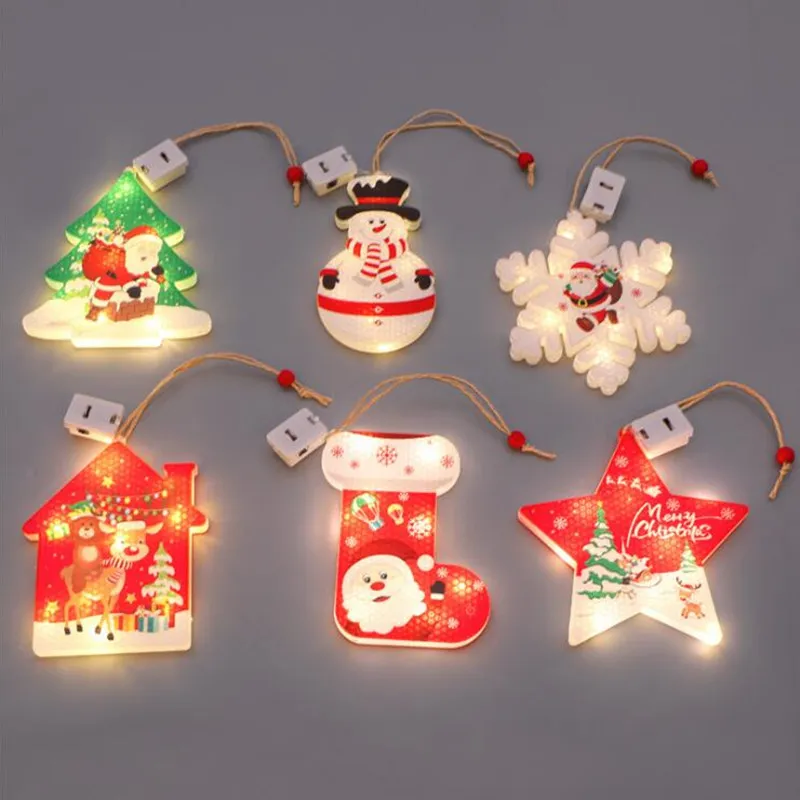 Include Battery Santa Claus Snowflake Tree LED Light String Christmas Decoration For Home 2022 ChristmasOrnament Xmas Gift NewYear 2021 D2.0