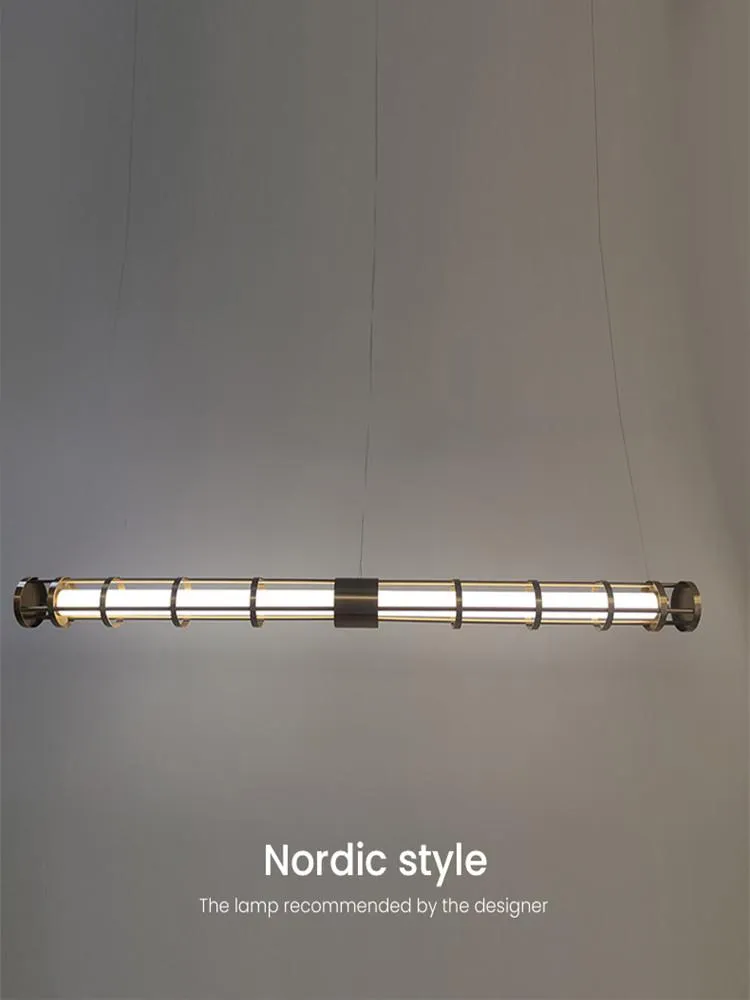 Современный ресторан светодиодный люстр Nordic Designer Золотая черная круглая трубка подвеска Офис Офис кухонный бар
