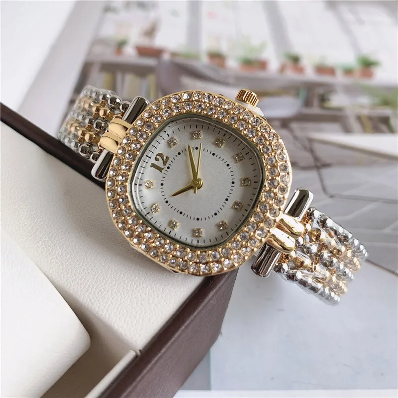 Fashion Full Brand Wrist Watch Women Girl Diamond Style Metal Steel Band Quartz With Luxury Logo Clock BUR 02