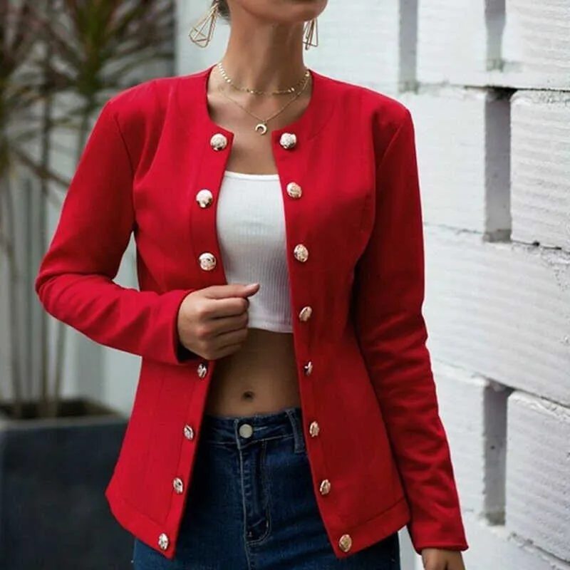 Vrouwen Herfst Blazer Slim Fit Smart Casual Button Lange Mouwen Kantoor Dames Jas Dames Double Breasted Blazer Streetwear X0721