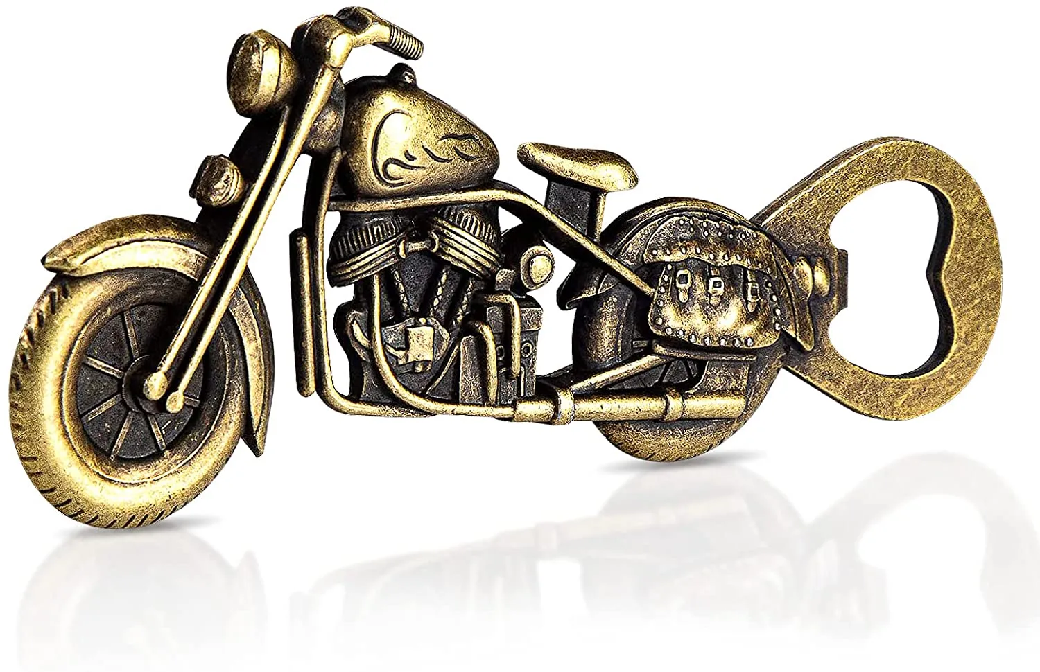 Motorfiets Biergeschenken voor Mannen Papa Echtgenoot Boyfriend, Kerst presenteert Kous Duffers, Bronzen Vintage Motorbike Flesopeners