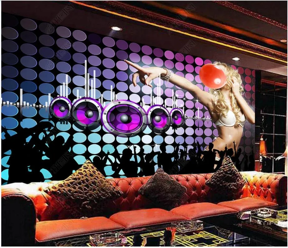 Foto personalizzate sfondi per pareti murali 3d murali bella musica colorata musica sexy bellezza notturno bar ktv strumenti sfondo wall paper decorazioni per la casa