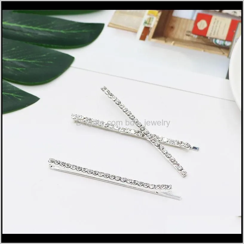 classic women girls fashion korea crystal rhinestone hair clip fashion silver color metal hairpin hair accessories
