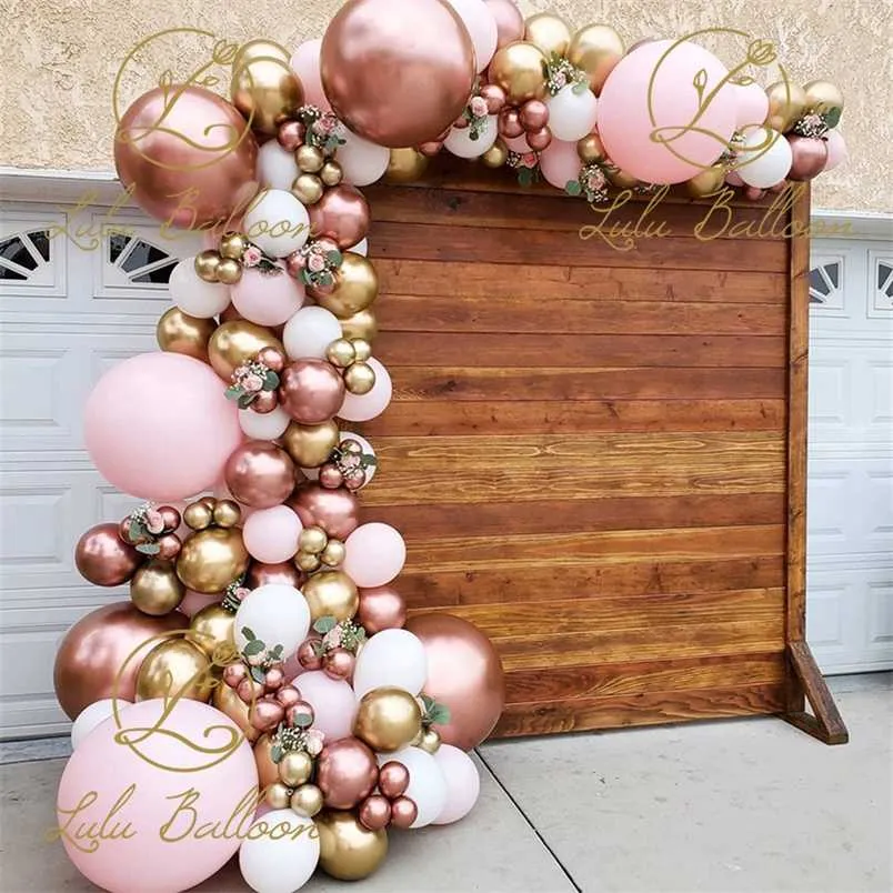 Kit arco ghirlanda di palloncini Palloncino cromato bianco rosa per addio al nubilato, decorazioni nuziali, decorazioni per feste baby shower 211216