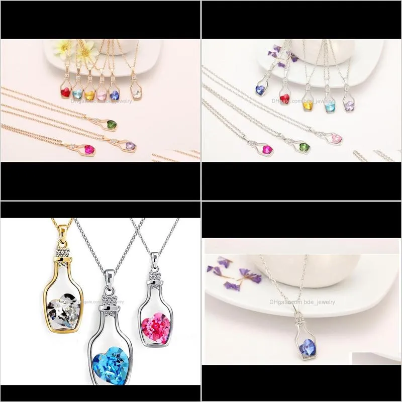 bottle pendant necklace for lover girlfriend women fashion elegant necklace with flash diamond heart austrian dff0571