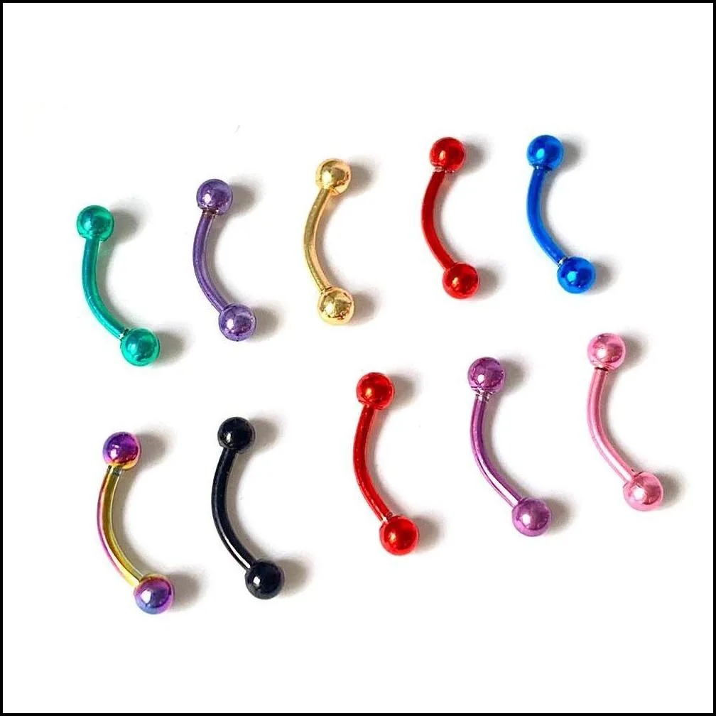 10Pcs/Lot Surgical Steel 3Mm Ball Eyebrow Piercing Internally Threaded Curved Barbell Helix Earring Lip Ring Nipple Rings Body Jewelry